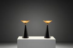Shigeaki Asahara Pair of Ziggurat Table Lamps by Shigeaki Asahara for Stilnovo Italy 1980s - 4604412