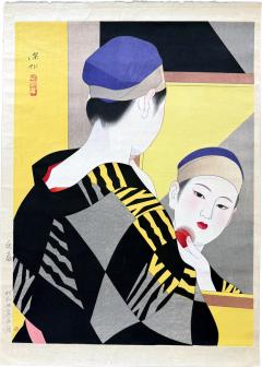 Shinsui Ito Japanese Large Woodblock Print Backstage by Ito Shinsui - 4237535