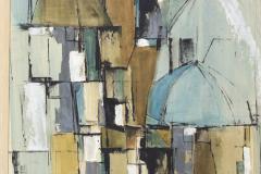 Shirley n e Moss Rapp Mariani Mid Modern Abstract Expressionist Study in Blue American Circa 1970  - 2331913