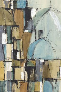 Shirley n e Moss Rapp Mariani Mid Modern Abstract Expressionist Study in Blue American Circa 1970  - 2331914