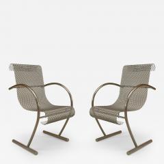 Shiro Kuramata Pair of Japanese Post War Design 1960s Steel Wire Mesh Sing Sing Armchairs - 425546