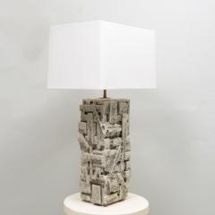 Shizue Imai Pair of Bespoke Rectangular Sculptural Ceramic White Glazed Table Lamps - 3982265
