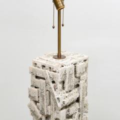 Shizue Imai Pair of Bespoke Rectangular Sculptural Ceramic White Glazed Table Lamps - 3982268