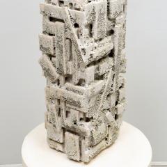 Shizue Imai Pair of Bespoke Rectangular Sculptural Ceramic White Glazed Table Lamps - 3982271