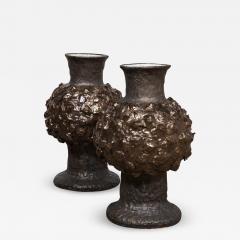 Shizue Imai Pair of Gold and Black Vases - 3075640