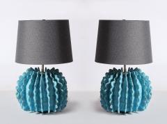 Shizue Imai Pair of Turquoise Lamps - 3072541