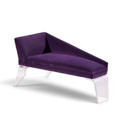 Shlomi Haziza Haziza Mid Century Lucite and Upholstered Sculptural Chaise Lounge Settee - 4743221