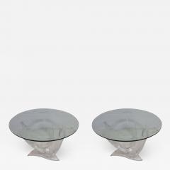 Shlomi Haziza Pair of Signed Haziza Lucite and Glass Tables - 1762182