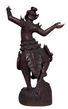 Siamese Carved Walnut Dancing Figure - 4661167
