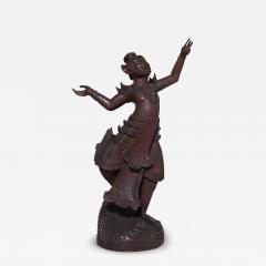 Siamese Carved Walnut Dancing Figure - 4692381