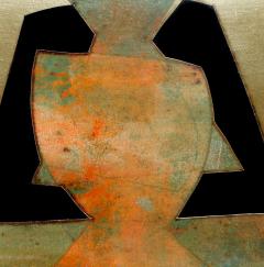 Sica Sica Abstract Metallic Art Under Lucite 1980s - 274641