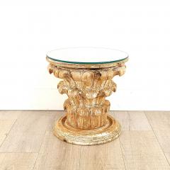 Side Table with Antique Elements Featuring a Column Capital Small Size - 2979043