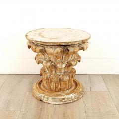 Side Table with Antique Elements Featuring a Column Capital Small Size - 2979044