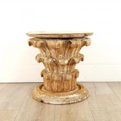 Side Table with Antique Elements Featuring a Column Capital Small Size - 2979045
