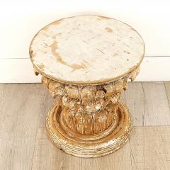 Side Table with Antique Elements Featuring a Column Capital Small Size - 2979046