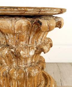 Side Table with Antique Elements Featuring a Column Capital Small Size - 2979047