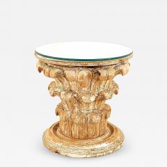 Side Table with Antique Elements Featuring a Column Capital Small Size - 2980230
