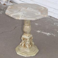 Side Table with Octogan Stone Top and Carved Base - 2971712