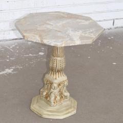 Side Table with Octogan Stone Top and Carved Base - 2971728