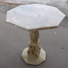 Side Table with Octogan Stone Top and Carved Base - 2971743