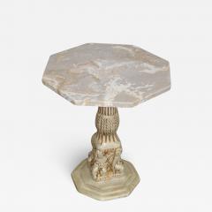 Side Table with Octogan Stone Top and Carved Base - 2974284