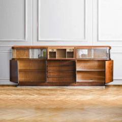 Sideboard with Drawers Sliding Glass Doors Shelves and Writing Desk 1950s - 3348367