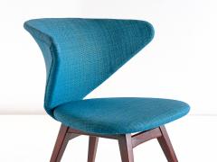 Sigfrid Ljungqvist Sigfrid Ljungqvist Wing Shaped Chair Petrol Blue Fabric and Beech Sweden 1958 - 1691025