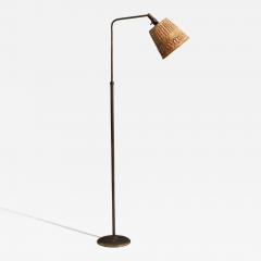 Sigfried Giedion Hin Bredendieck Floor Lamp with Bronze and Rattan 1930s - 4787262