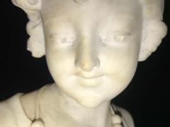 Signed 19th Century Marble Miniature Bust of a Young Girl Signed on Reverse - 1292179