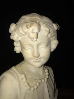Signed 19th Century Marble Miniature Bust of a Young Girl Signed on Reverse - 1292182