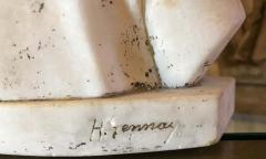 Signed 19th Century Marble Miniature Bust of a Young Girl Signed on Reverse - 1292183