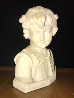 Signed 19th Century Marble Miniature Bust of a Young Girl Signed on Reverse - 2991861