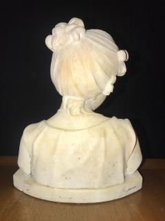 Signed 19th Century Marble Miniature Bust of a Young Girl Signed on Reverse - 2991862