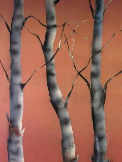 Signed Andy Warhol Style Modern Birch Tree Painting - 413504