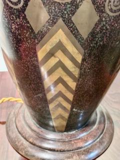 Signed Art Deco Dinandrie Lamp Vase with Mica shade Signed Edition Jouvenia - 3794329