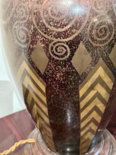 Signed Art Deco Dinandrie Lamp Vase with Mica shade Signed Edition Jouvenia - 3794331