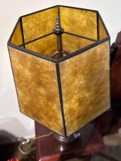 Signed Art Deco Dinandrie Lamp Vase with Mica shade Signed Edition Jouvenia - 3794399