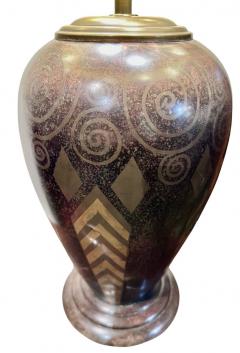 Signed Art Deco Dinandrie Lamp Vase with Mica shade Signed Edition Jouvenia - 3794412