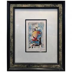 Signed Hand Colored Lithograph of Seated Abstract Women - 413471