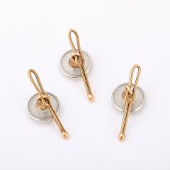 Signed Kremnentz Art Deco 14k Gold Platinum Diamond Cufflink Stud Set - 4792626