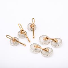 Signed Kremnentz Art Deco 14k Gold Platinum Diamond Cufflink Stud Set - 4792628
