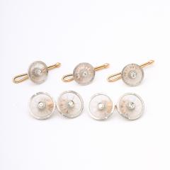 Signed Kremnentz Art Deco 14k Gold Platinum Diamond Cufflink Stud Set - 4792666