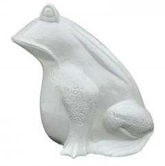 Signed Large Mid Century Italian Glazed Ceramic Frog or Toad in White Bitossi - 3511364