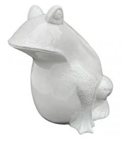 Signed Large Mid Century Italian Glazed Ceramic Frog or Toad in White Bitossi - 3511365