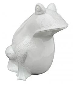 Signed Large Mid Century Italian Glazed Ceramic Frog or Toad in White Bitossi - 3511370