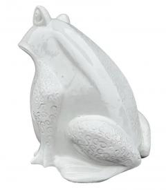 Signed Large Mid Century Italian Glazed Ceramic Frog or Toad in White Bitossi - 3511436