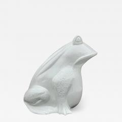 Signed Large Mid Century Italian Glazed Ceramic Frog or Toad in White Bitossi - 3514576