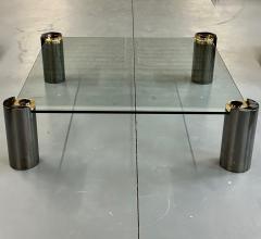 Signed Large Mid Century Karl Springer Coffee Cocktail Table Gunmetal Brass - 2994575