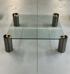 Signed Large Mid Century Karl Springer Coffee Cocktail Table Gunmetal Brass - 2994576