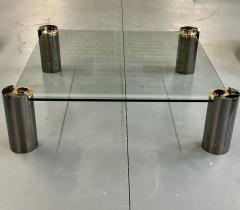 Signed Large Mid Century Karl Springer Coffee Cocktail Table Gunmetal Brass - 2994577